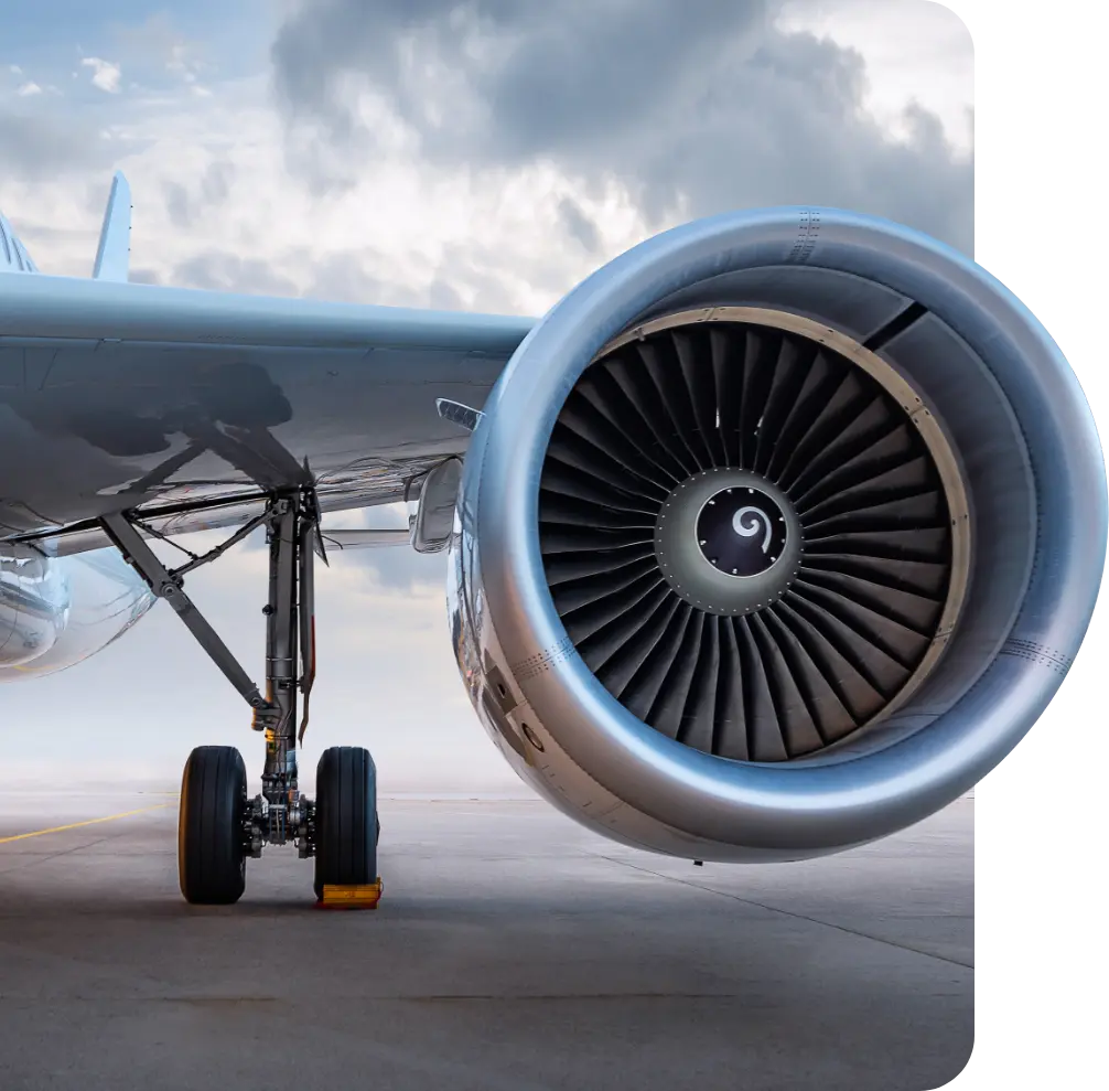 Jet engine on a cloudy day